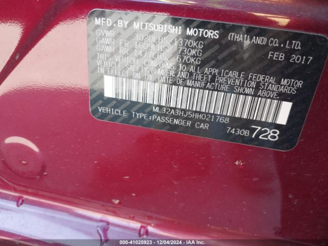 Photo 8 VIN: ML32A3HJ5HH021768 - MITSUBISHI MIRAGE 