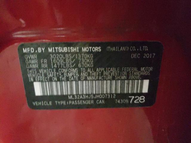 Photo 9 VIN: ML32A3HJ5JH007312 - MITSUBISHI MIRAGE ES 