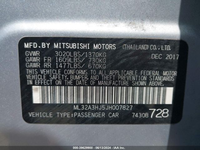 Photo 8 VIN: ML32A3HJ5JH007827 - MITSUBISHI MIRAGE 