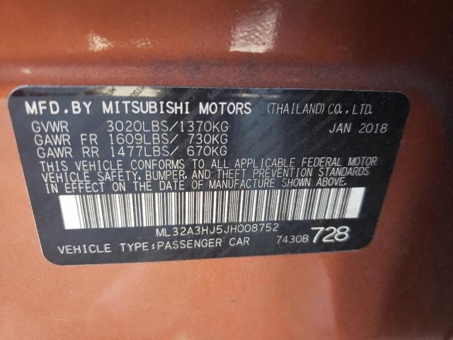 Photo 9 VIN: ML32A3HJ5JH008752 - MITSUBISHI MIRAGE ES 