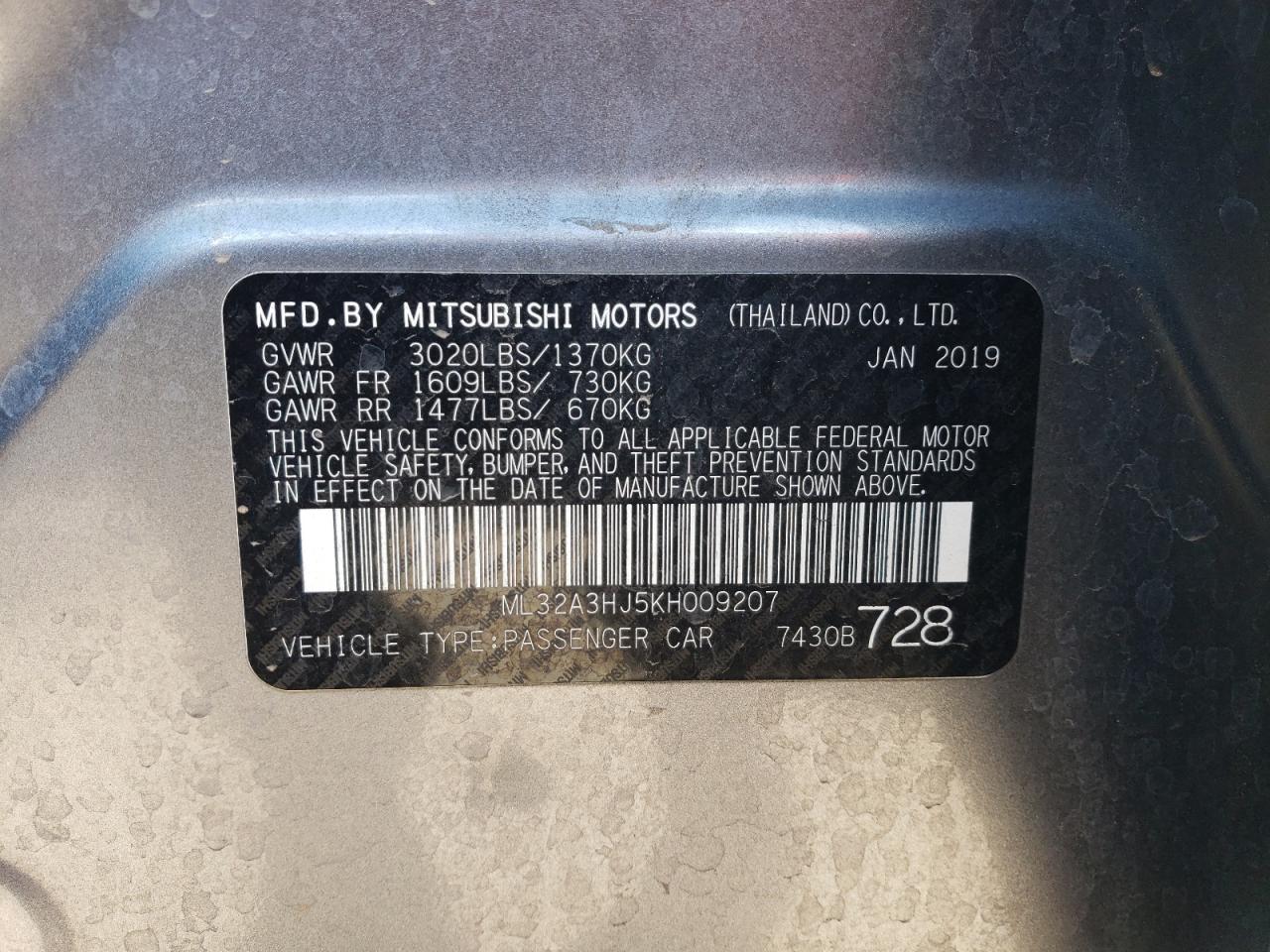 Photo 11 VIN: ML32A3HJ5KH009207 - MITSUBISHI MIRAGE 