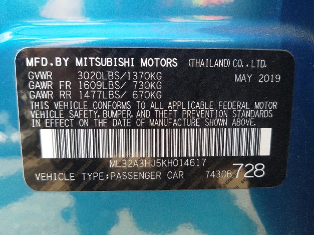 Photo 9 VIN: ML32A3HJ5KH014617 - MITSUBISHI MIRAGE ES 