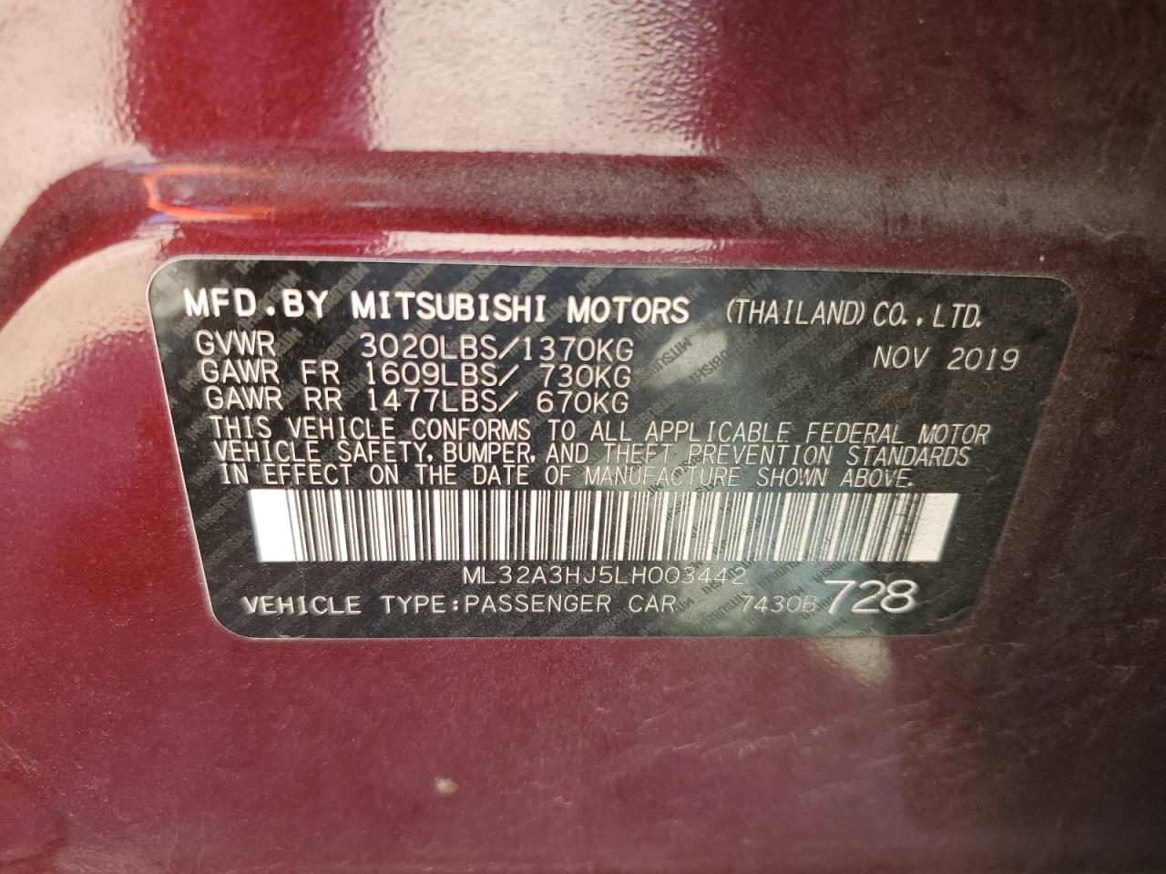 Photo 11 VIN: ML32A3HJ5LH003442 - MITSUBISHI MIRAGE 