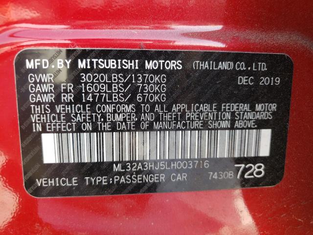 Photo 9 VIN: ML32A3HJ5LH003716 - MITSUBISHI MIRAGE 