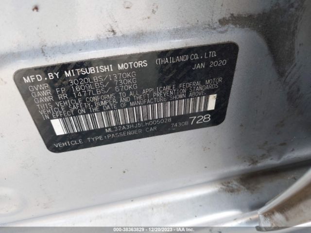 Photo 8 VIN: ML32A3HJ5LH005028 - MITSUBISHI MIRAGE 