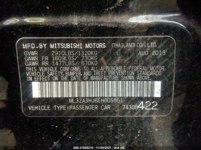 Photo 8 VIN: ML32A3HJ6EH005851 - MITSUBISHI MIRAGE 