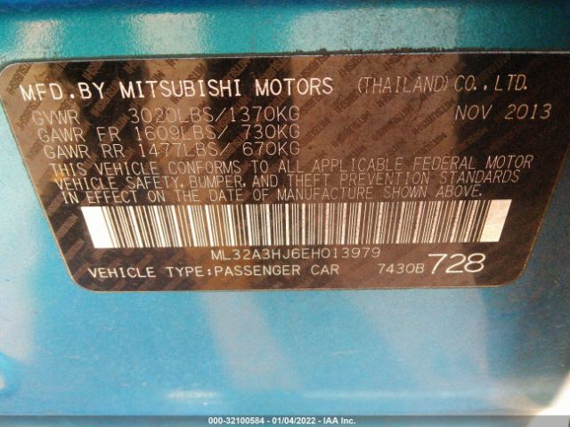 Photo 8 VIN: ML32A3HJ6EH013979 - MITSUBISHI MIRAGE 