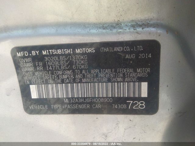 Photo 8 VIN: ML32A3HJ6FH008900 - MITSUBISHI MIRAGE 