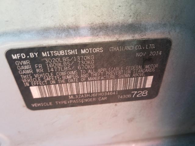 Photo 9 VIN: ML32A3HJ6FH034641 - MITSUBISHI MIRAGE DE 