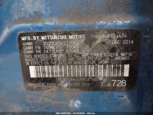 Photo 8 VIN: ML32A3HJ6FH037460 - MITSUBISHI MIRAGE 