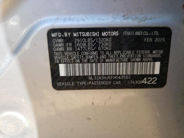 Photo 9 VIN: ML32A3HJ6FH043551 - MITSUBISHI MIRAGE DE 