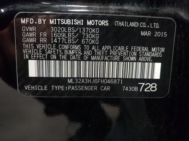 Photo 9 VIN: ML32A3HJ6FH046871 - MITSUBISHI MIRAGE DE 