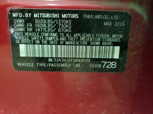 Photo 9 VIN: ML32A3HJ6FH048099 - MITSUBISHI MIRAGE DE 