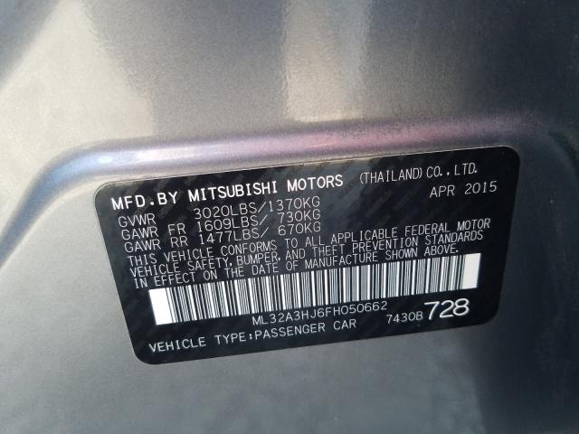 Photo 9 VIN: ML32A3HJ6FH050662 - MITSUBISHI MIRAGE DE 