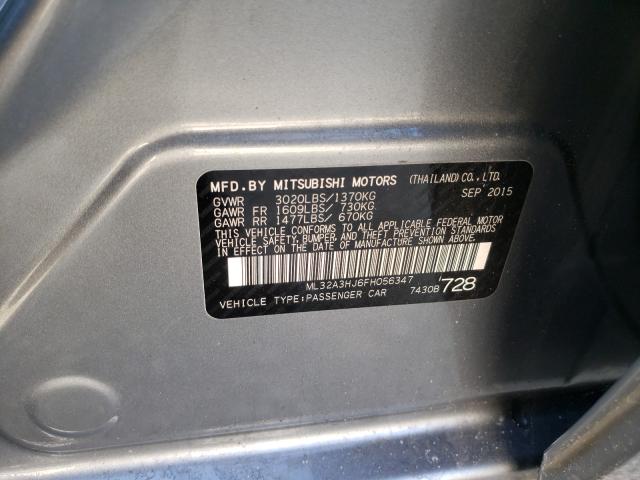 Photo 9 VIN: ML32A3HJ6FH056347 - MITSUBISHI MIRAGE DE 