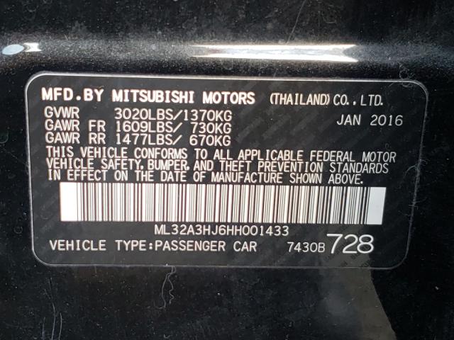 Photo 9 VIN: ML32A3HJ6HH001433 - MITSUBISHI MIRAGE ES 