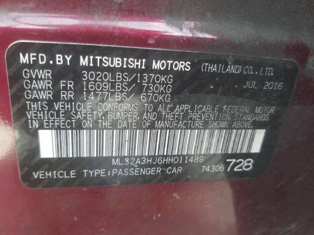 Photo 9 VIN: ML32A3HJ6HH011489 - MITSUBISHI MIRAGE ES 