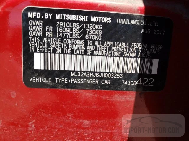 Photo 11 VIN: ML32A3HJ6JH003253 - MITSUBISHI MIRAGE 