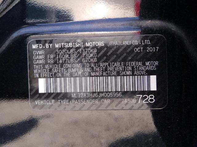 Photo 9 VIN: ML32A3HJ6JH005956 - MITSUBISHI MIRAGE ES 