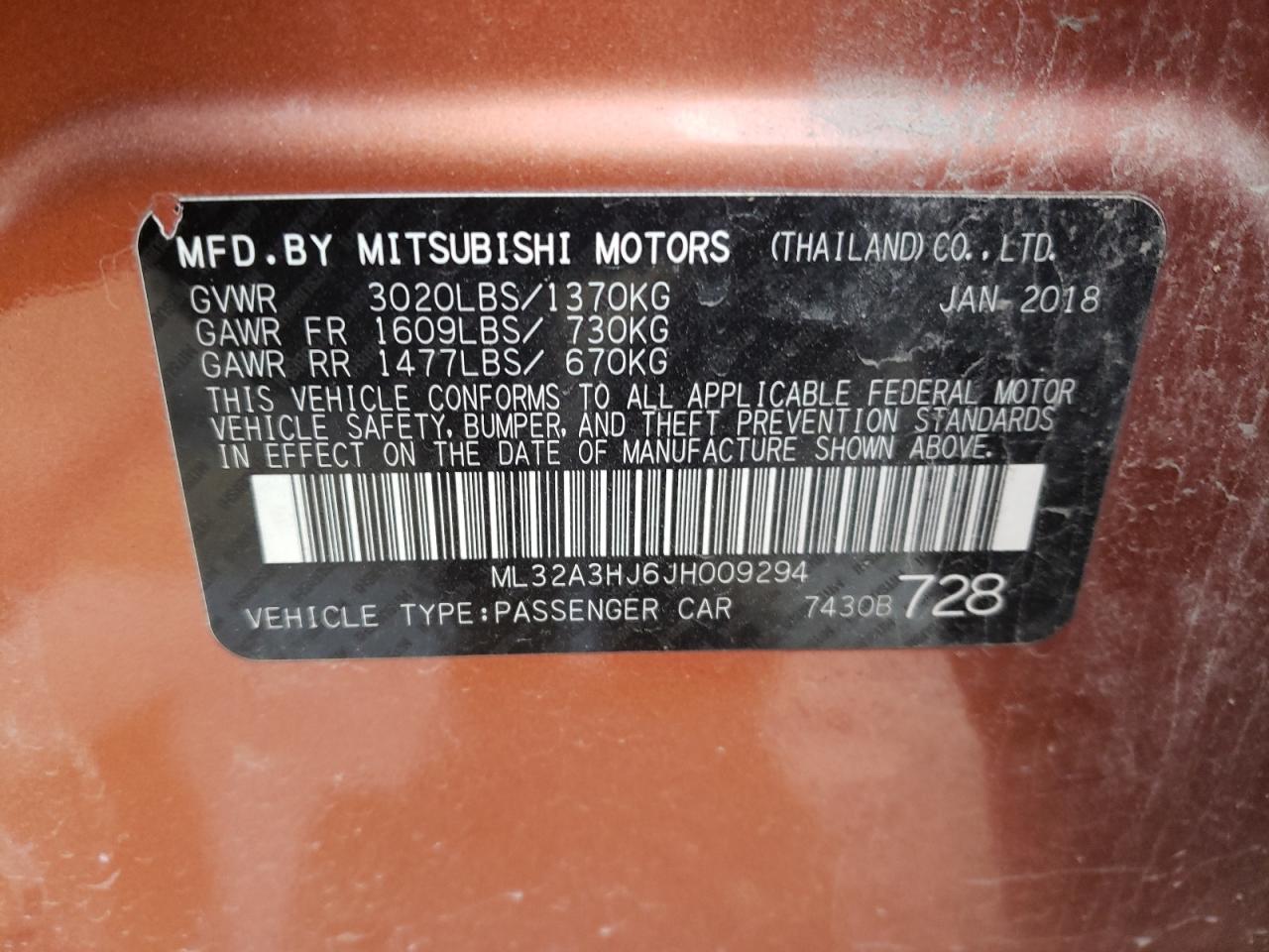 Photo 13 VIN: ML32A3HJ6JH009294 - MITSUBISHI MIRAGE 