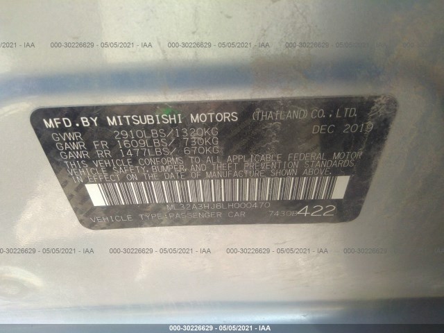 Photo 8 VIN: ML32A3HJ6LH000470 - MITSUBISHI MIRAGE 