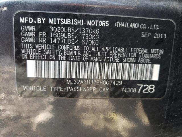 Photo 9 VIN: ML32A3HJ7EH007429 - MITSUBISHI MIRAGE DE 