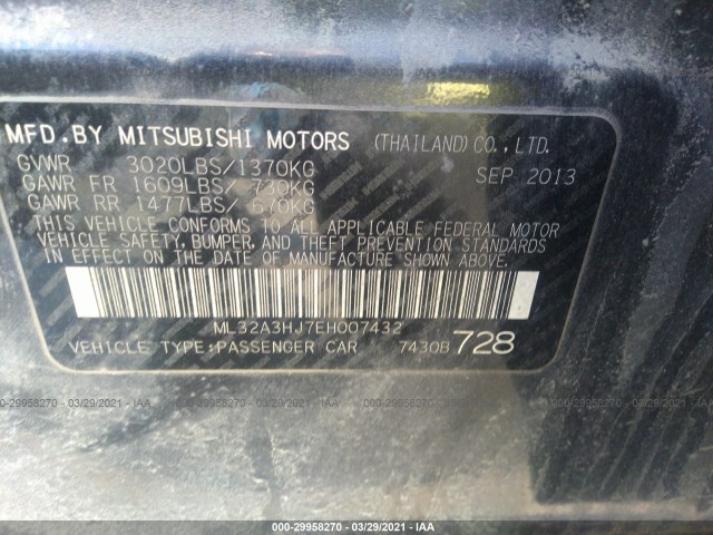 Photo 8 VIN: ML32A3HJ7EH007432 - MITSUBISHI MIRAGE 