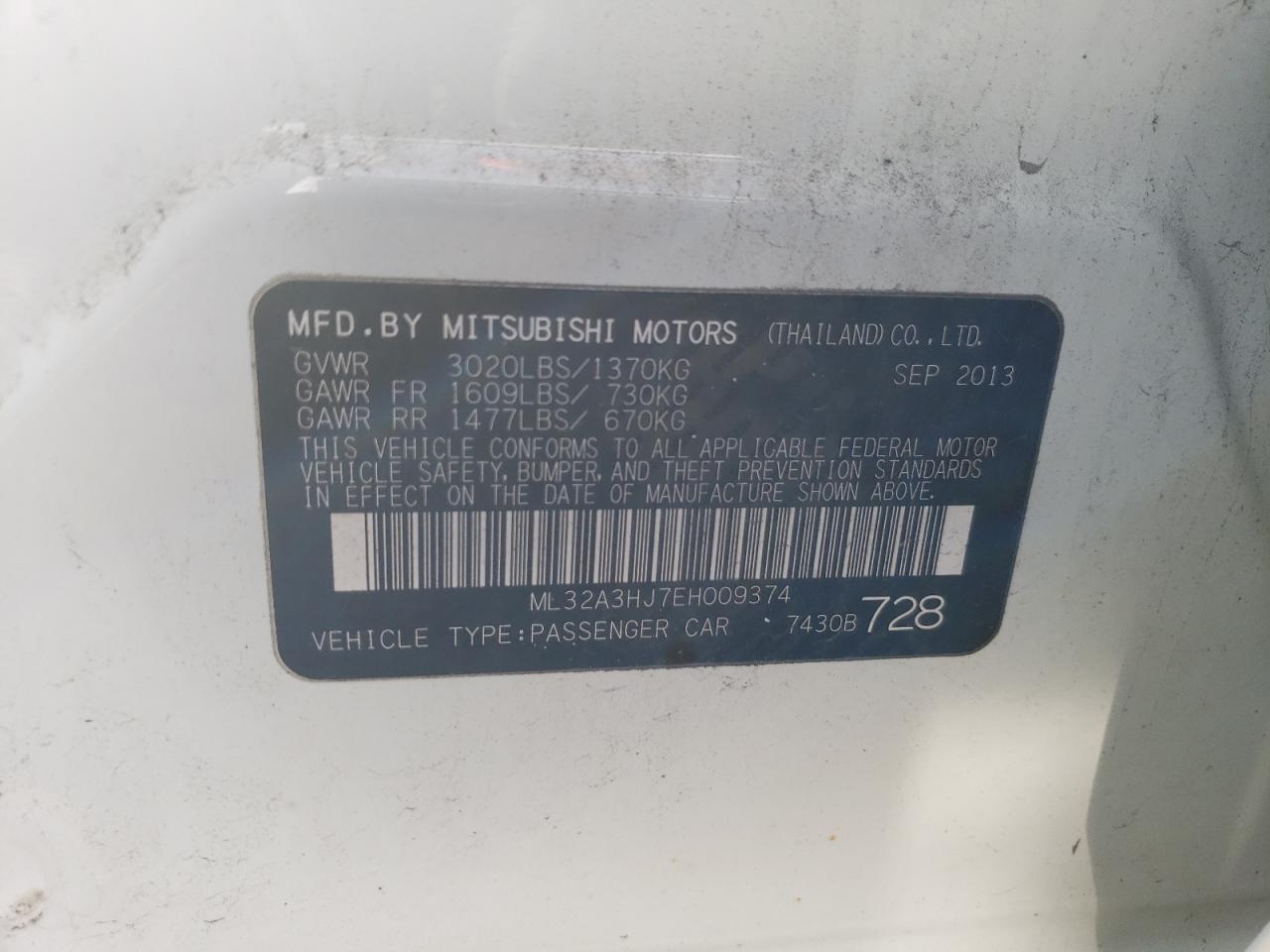 Photo 12 VIN: ML32A3HJ7EH009374 - MITSUBISHI MIRAGE 