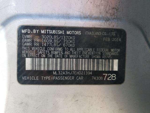 Photo 9 VIN: ML32A3HJ7EH021394 - MITSUBISHI MIRAGE DE 