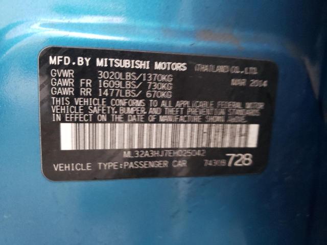 Photo 9 VIN: ML32A3HJ7EH025042 - MITSUBISHI MIRAGE DE 