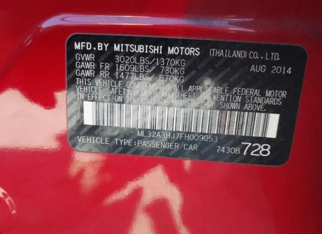 Photo 8 VIN: ML32A3HJ7FH009053 - MITSUBISHI MIRAGE 