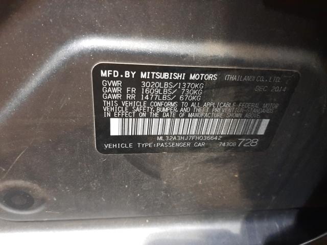 Photo 9 VIN: ML32A3HJ7FH036642 - MITSUBISHI MIRAGE DE 