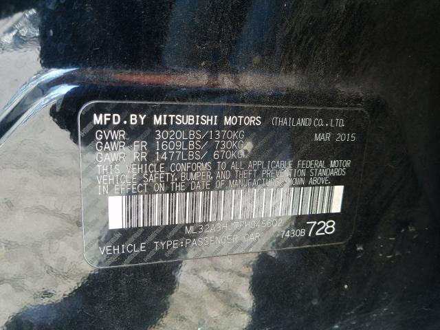 Photo 9 VIN: ML32A3HJ7FH045602 - MITSUBISHI MIRAGE DE 