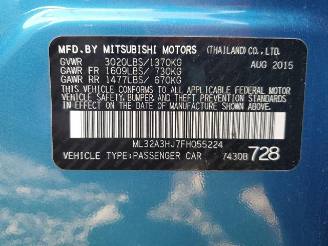 Photo 11 VIN: ML32A3HJ7FH055224 - MITSUBISHI MIRAGE DE 