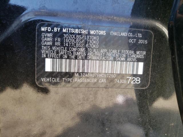 Photo 9 VIN: ML32A3HJ7FH057250 - MITSUBISHI MIRAGE DE 