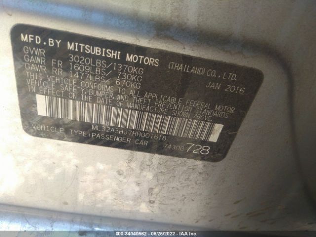 Photo 8 VIN: ML32A3HJ7HH001618 - MITSUBISHI MIRAGE 