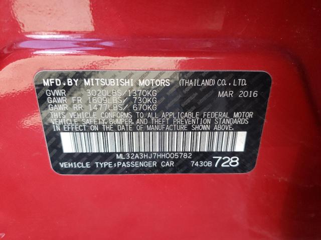 Photo 9 VIN: ML32A3HJ7HH005782 - MITSUBISHI MIRAGE ES 