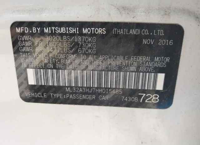 Photo 8 VIN: ML32A3HJ7HH015485 - MITSUBISHI MIRAGE 