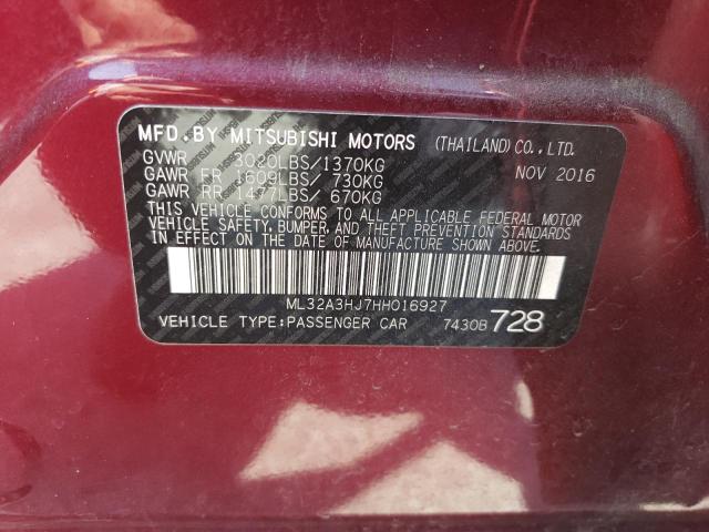 Photo 11 VIN: ML32A3HJ7HH016927 - MITSUBISHI MIRAGE ES 