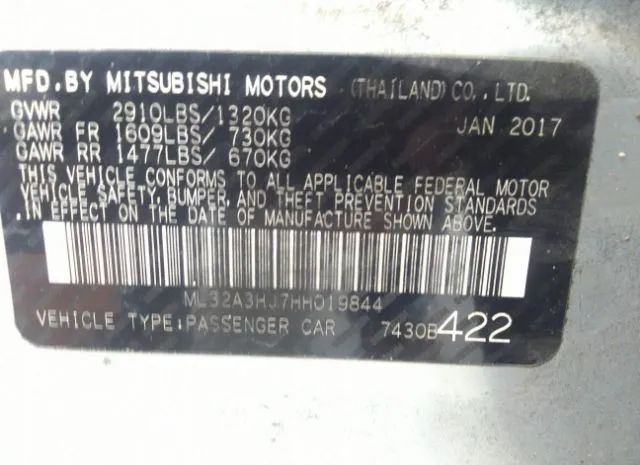 Photo 8 VIN: ML32A3HJ7HH019844 - MITSUBISHI MIRAGE 