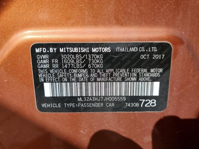 Photo 9 VIN: ML32A3HJ7JH005559 - MITSUBISHI MIRAGE ES 