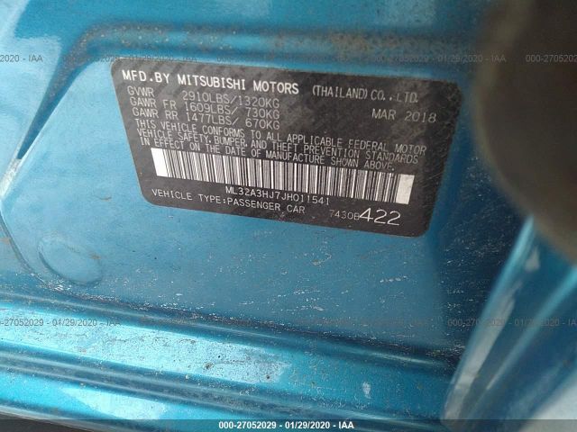 Photo 8 VIN: ML32A3HJ7JH011541 - MITSUBISHI MIRAGE 