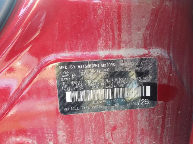 Photo 9 VIN: ML32A3HJ7KH014957 - MITSUBISHI MIRAGE ES 