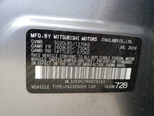 Photo 9 VIN: ML32A3HJ7KH016143 - MITSUBISHI MIRAGE ES 