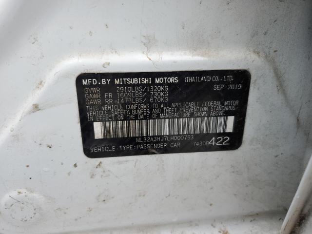 Photo 12 VIN: ML32A3HJ7LH000753 - MITSUBISHI MIRAGE ES 