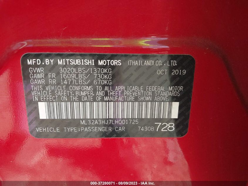 Photo 8 VIN: ML32A3HJ7LH001725 - MITSUBISHI MIRAGE 