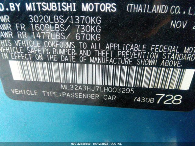 Photo 8 VIN: ML32A3HJ7LH003295 - MITSUBISHI MIRAGE 