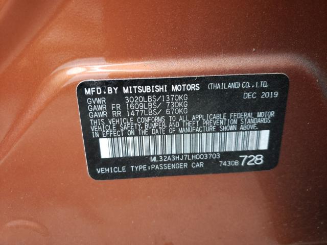 Photo 9 VIN: ML32A3HJ7LH003703 - MITSUBISHI MIRAGE ES 