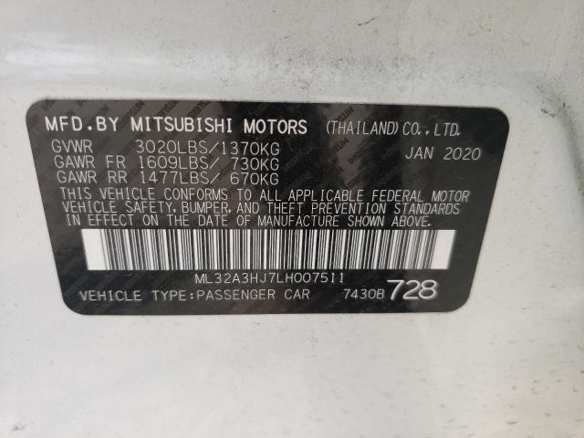 Photo 9 VIN: ML32A3HJ7LH007511 - MITSUBISHI MIRAGE ES 