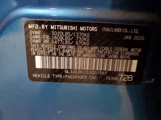 Photo 9 VIN: ML32A3HJ7LH007587 - MITSUBISHI MIRAGE ES 